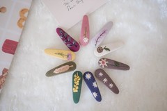 Handmade Embroidered Floral Hair Clips – Linen Snap Barrettes for Girls & Women