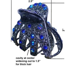 5-Pack Bella Metal Crystal Jaw Clips Wide Cavity for Thick Hair Women GL56-5