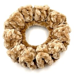 Sparkle Tan Plush Crochet Velvet Scrunchies, Durable, Soft Polyester