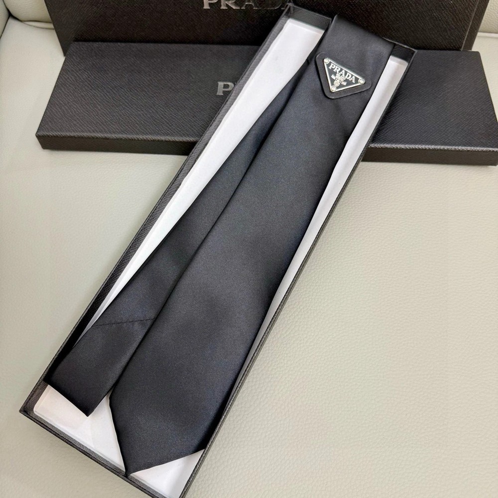 Prada Luxury Silk Necktie with Distinctive Triangle Brand Logo