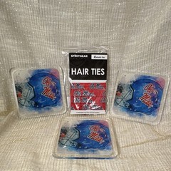 SPIRITGEAR Ole Miss Hair Ties 4-Pack Elastic Blue Red White Logo Helmet