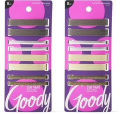 Assorted Metallic Non-Slip Hair Clips – 8 Ct Flat Barrettes for All Hair Types