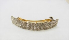 Gold Rhinestone Hair Barrette Special Occasion Formal Dressy Wedding
