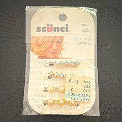 scünci Genuine Crystal Silver Bobby Pins, Metal Hair Accessories 4 Count