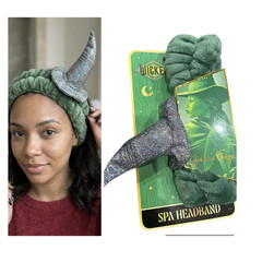 Wicked Movie Elphaba Green Plush Spa Headband with Glitter Witch Hat NWT
