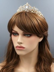 Wedding Austrian Crystal Rhinestone Tiara Crown Bridal Party Pageant Gold 00265