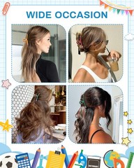3 PCS Metal Pencil Hair Clips Women Funny Teacher Claw Thick Thin Back School