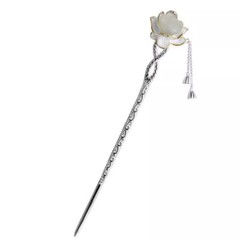 S925 Silver Chinese Lotus Women Hair Accessories Hairpin Retro Hanfu Hair Stick