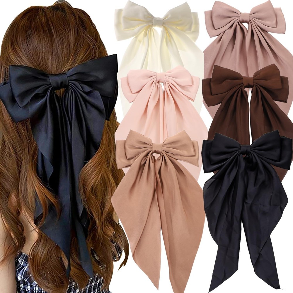 6 PCS Oversized Hair Bows, Big Bows for Girls and Women, Hair Ribbons