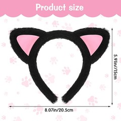 2Pcs Fuzzy Cat Ears Headband Plush Hair Hoops Soft Cat Ear Hairband Cute Makeup