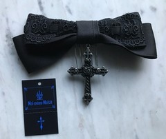Moi meme Moitie Black Hair Bow Comb Cross Candelabra Ribbon 2020 EGL from Japan