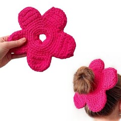 1pc Hand-Made Knitted Hair Scrunchy Flower-shaped Large Floral Hair Ties Ador…