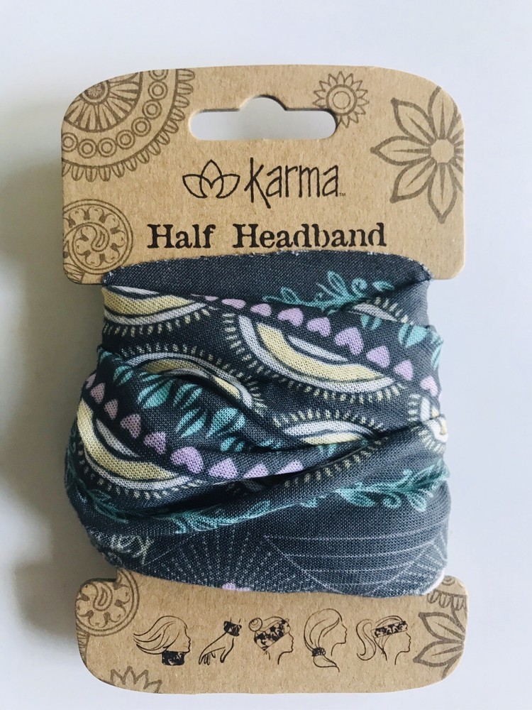 GREY HEART Medium Half headband by Karma Gifts boho bandeau natural life buff