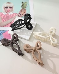 CHLINS 4 Pack Bow Hair 1 Count (Pack of 4), 4.3″Matte Beige/ Black/Brown/Tan