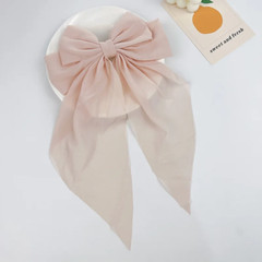 Solid Color Chiffon Ribbon Big Bows Hairpin Spring Clips Hair Accessories for Wo