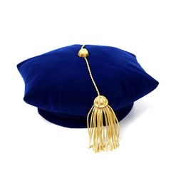 Graduation Doctoral Tam Blue Velvet 6 Sided with Gold Bullion Tassel Blue 6 S…