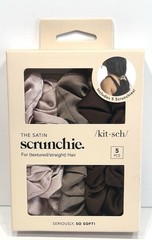 Kitsch The Satin Scrunchie For Textured / Straight Hair 5 Ct Pack Assort Colors