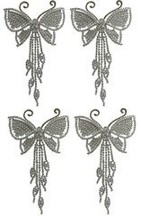 Set of 4 JCGY Crystal Silvery White Butterfly Bridal Barrettes Streamers 9050-4
