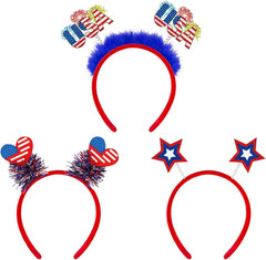 4Th of July Headband for 250Th Anniversary 3 PCS, Patriotic Hats Hair Accessorie