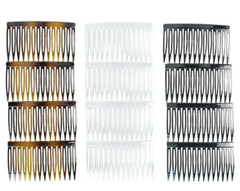 Scunci Plastic Side Hair Combs, Black, Clear, and Tortoise Shell, 12 Ct