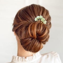 2pcs Jade Flower Hairpins Retro Traditional Side Combs Hanfu Bun Updo Holders Gr