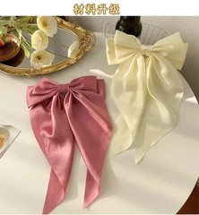 Solid Color Satin Ribbon Big Bows Hairpin Spring Clips Hair Accessories for