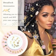 140Pcs Gold Hair Jewelry for Braids Rhinestone Dreadlocks Accessories