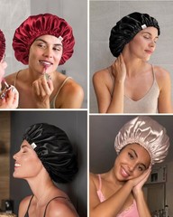 YANIBEST Silk Bonnet Satin for Sleeping Women Men, Large, Wine Red