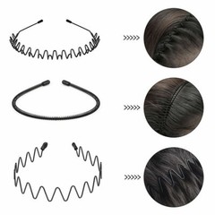 6PCS Metal Headband Sports Hair Band Hoop Comb Hairband Wave Headwear Men Women