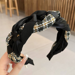 Black Brown Green Soft Braided Headband for Women Vintage Cloth Hair Hoop Style