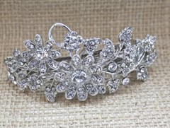 Silver tone with clear rhinestone crystal hair barrettes metal hair clip 4443