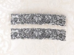 Flower Hair Clip Leaves Vine Art nouveau Filigree Metal Hair Barrette Set of 2