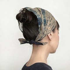 Summer headband, head scarf, light weight headband, navy, sand, headwrap
