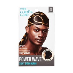 KISS Colors & Care Luxe Power Wave Silky Satin Durag, Premium Quality, Black