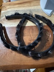 Used Excellent Women’s Black And Black-Brown Faux Hair Braid Headbands 2 Pc Set