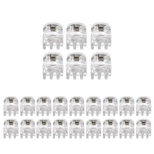 BokWin 24 Pcs Mini Claw Hair Clips,10mm/0.39 Inch Plastic Hair Claw Clear