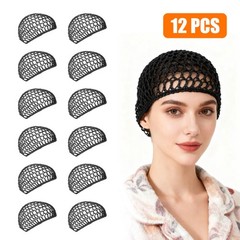 12PCS Crochet Hair Nets Caps Thick Breathable for Women Sleep Salon Spa Home Use