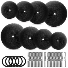 FANDAMEI Hair Bun Maker Set- 8 PCS Donuts for 1 Count (Pack of 8), Black