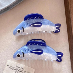 1pc Blue Sardine Hair Clip Shark Ponytail Holder 8.5cm Claw – Hair Ornament Clip