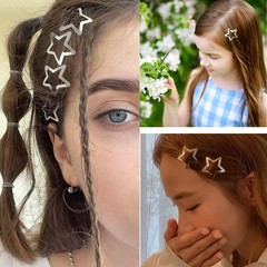 20 PCS Star Snap Hair Clips Silver Y2K 2000s Non Slip Women Girls 1.22 Inch