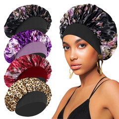 4 Pack Silk Bonnet Hair Wrap Sleeping Satin Bonnet for Women Curly Natural Hair
