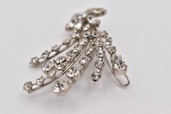 Vintage Made in Austria Rhinestone Hair Pin Crystal Floral Cascade Bridal BinBP
