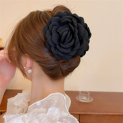 Large Rose Flower Floral Bow Hair Claw Clips Barrettes Chignon Updo Black 4.72″