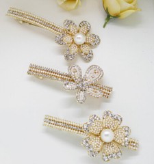 Hot USA seller beautiful Gold tone flower crystal hair clip barrette 3539
