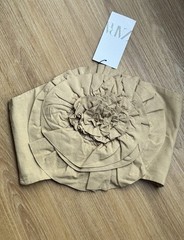 Zara Beige Fabric Flower Top Women