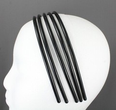 Black 5 skinny set of headbands pack plastic thin skinny narrow grip teeth