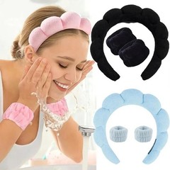 Fashion Microfiber Washing Wristbands Scrunchies Puffy Headband Spa Bubble