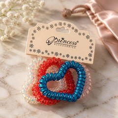 4th of July Star Spiral Coil Tele Hair Ties Red White Blue Coils 3p Stars Hearts