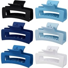 3.5 Inch Medium Hair Claw Clips 6 Pack Hair Clips for Women Square Blue