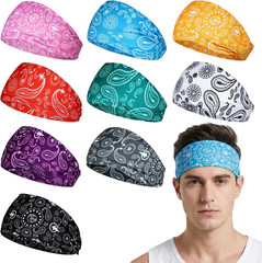 9Pcs Headbands Paisley Bandanas Head Bands Sweat Band Hair Wrap Headwrap
